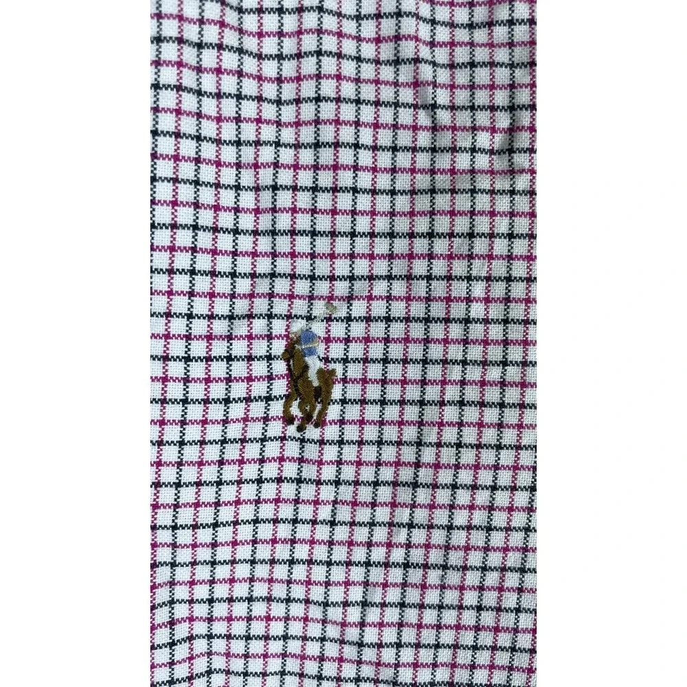 Ralph Lauren Shirt Boys XL 18-20 White Plaid Button Down Long Sleeve Pony‎ Logo